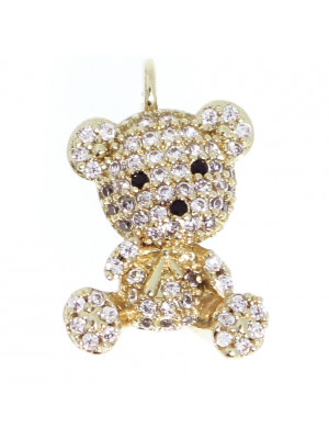 Ciondolo a forma di Orsetto Seduto, con strass colore Crystal, 12x19 mm.