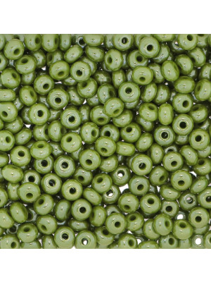 Conteria in vetro, dimensione variabile 4-5x3-3,5 mm., colore Verde oliva perlato