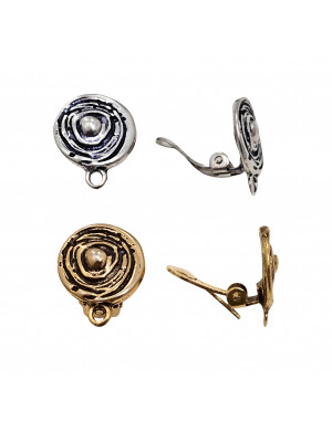 Clips tonda, lavorata a spirale, 14x18 mm., CONF.2 PZ