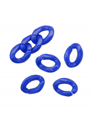 Elemento a Grumetta apribile, componibile per catena, 22x16 mm., in resina, colore Blu