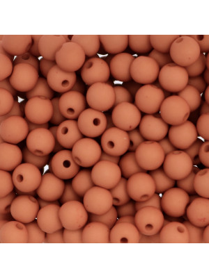 Confezione da 80 pezzi di Palline lisce opache in resina, da 6 mm., colore Rosa Pesca scuro