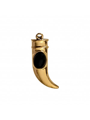 Ciondolo in acciaio oro vintage, forma a Corno con pietra dura, 9x29mm