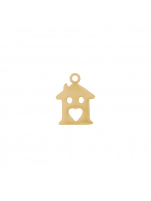 Ciondolo a forma di casa con porta a forma di cuore, 10x8 mm., in Acciaio