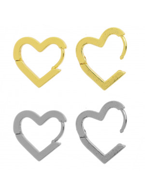Orecchino a forma di "Cuore", in Acciaio, con chiusura ad incastro, 17x16 mm., spessore 2,7 mm.