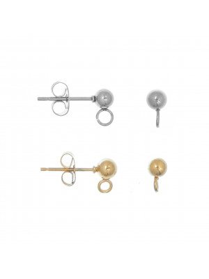 Perno con pallina, in Acciaio, 7x4mm., diametro pallina 5mm. 