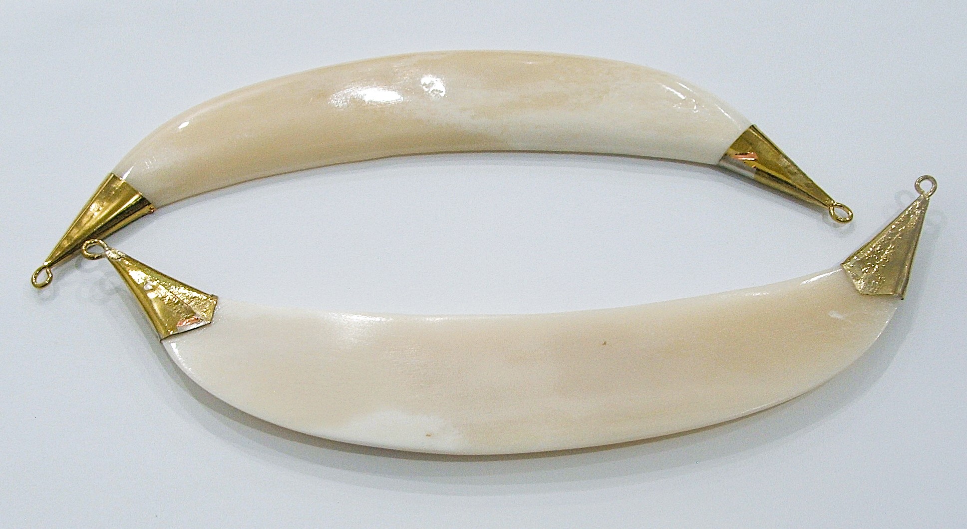 Mezza luna x collane etniche, in materiale naturale, colore avorio, 150÷180 x 25÷30mm circa