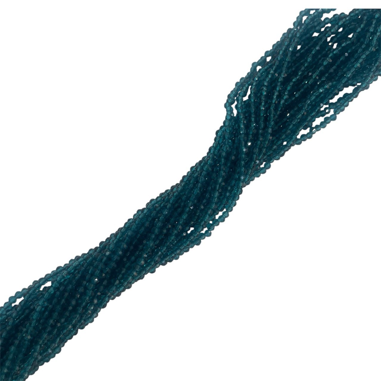 Filo di Cipollotti in Cristallo, 3,5x2,5mm., colore PETROLIO TRASPARENTE