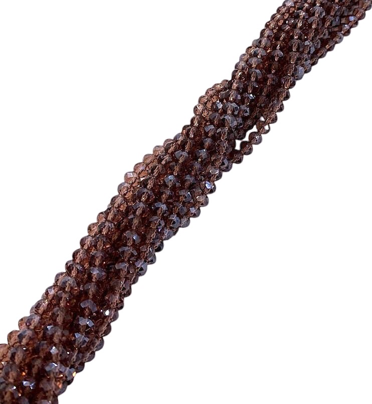 Filo di Cipollotti  in Cristallo, 4x3 mm., colore BORGOGNA TRASPARENTE LISTRATO