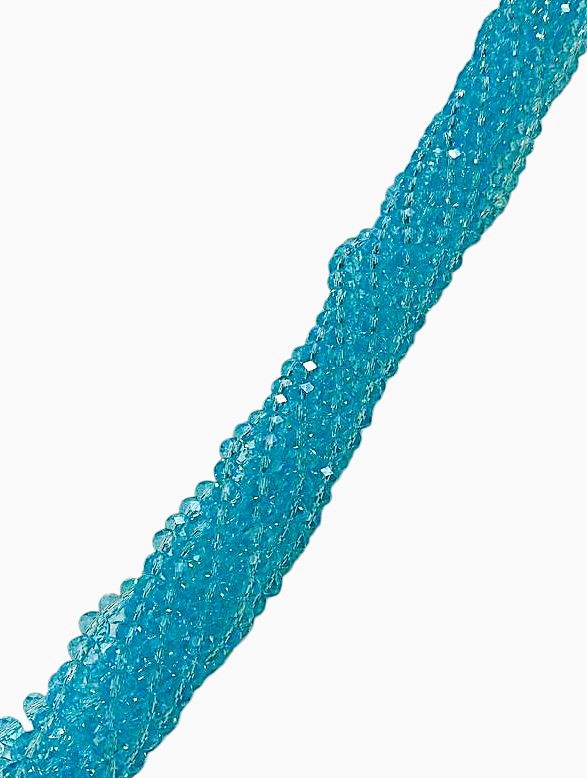 Filo di Cipollotti in Cristallo, 8x6 mm, colore ACQUAMARINA TRASPARENTE LISTRATO