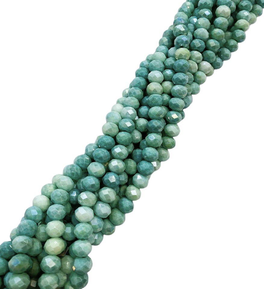 Filo di Cipollotti in Cristallo, 8x6 mm, colore VERDE ACQUA SFUMATO