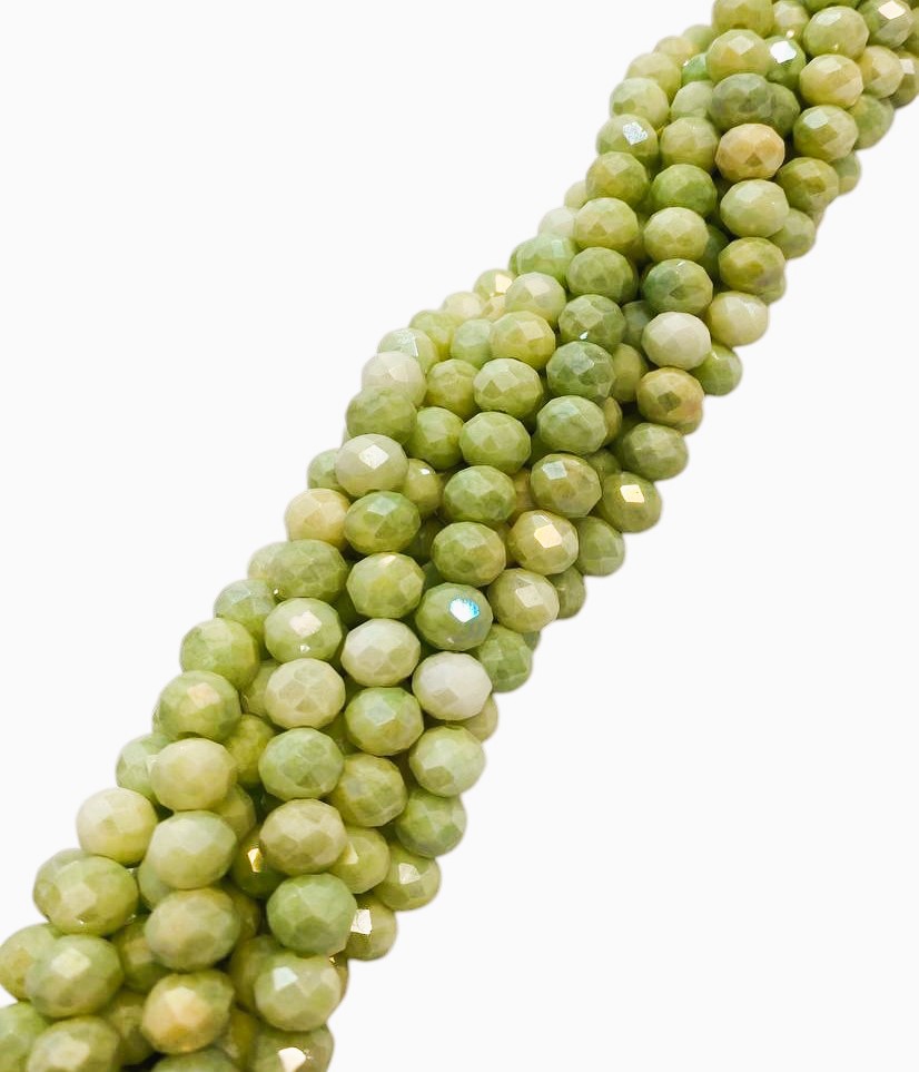 Filo di Cipollotti in Cristallo, 8x6 mm, colore VERDE CHIARO SFUMATO