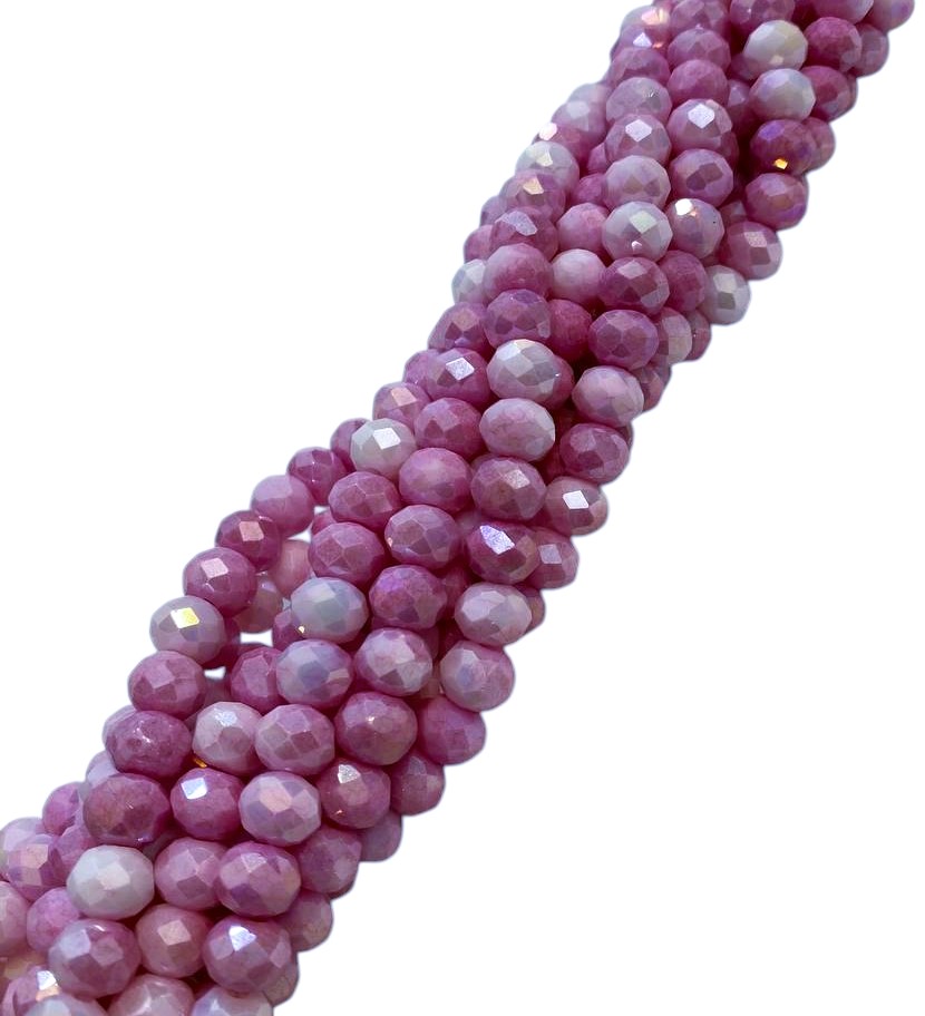 Filo di Cipollotti in Cristallo, 8x6 mm, colore ROSA SFUMATO