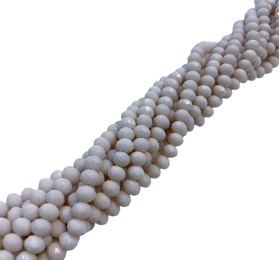 Filo di Cipollotti in Cristallo, 8x6 mm, colore BIANCO POLVERE