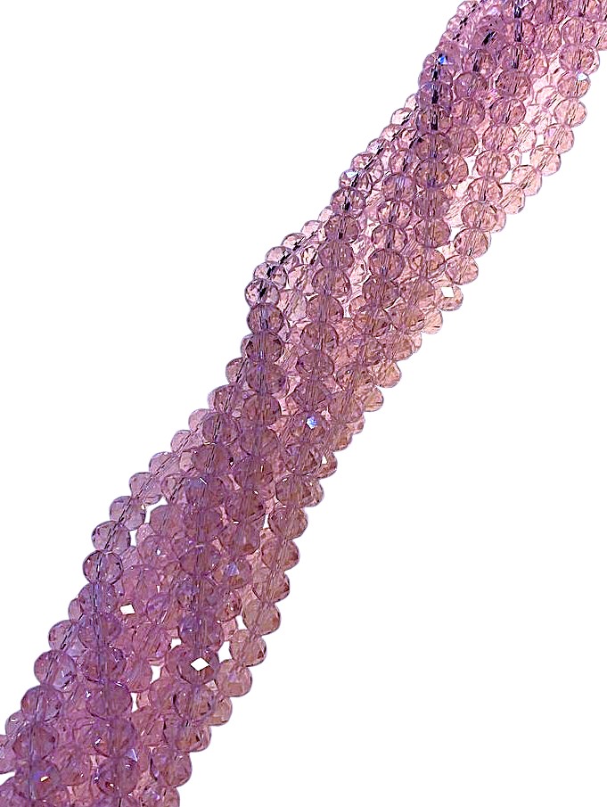 Filo di Cipollotti in Cristallo, 8x6 mm, colore ROSA BABY TRASPARENTE