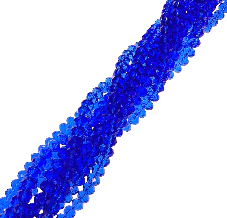 Filo di Cipollotti in Cristallo, 8x6 mm, colore BLU ELETTRICO TRASPARENTE