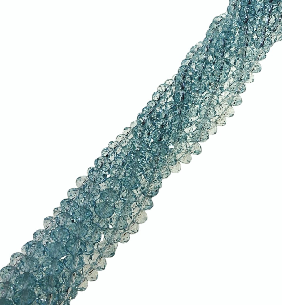 Filo di Cipollotti in Cristallo, 8x6 mm, colore ACQUAMARINA CHIARISSIMO TRASPARENTE