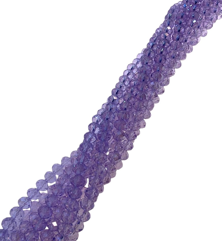 Filo di Cipollotti in Cristallo, 8x6 mm, colore LILLA TRASPARENTE LISTRATO