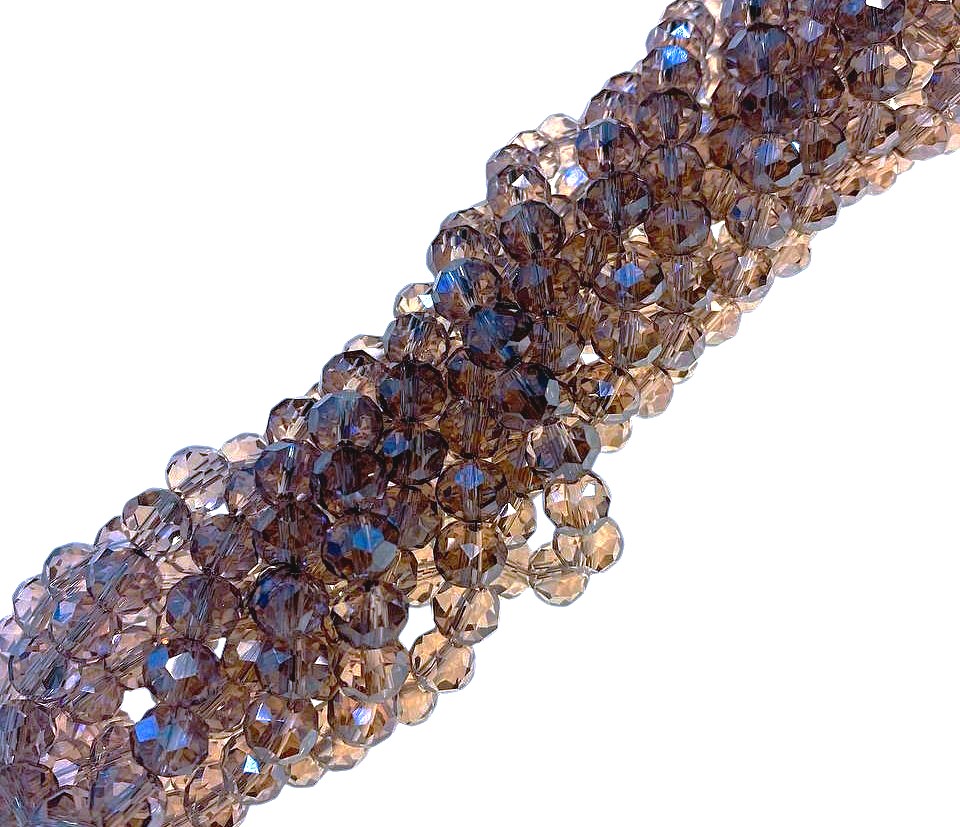 Filo di Cipollotti in Cristallo, 8x6 mm, colore MALVA CHIARO TRASPARENTE LISTRATO