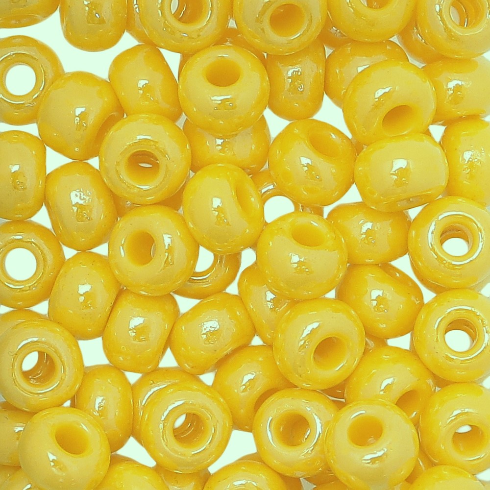 Conteria gigante in vetro, 8x5 mm., colore Giallo scuro perlato