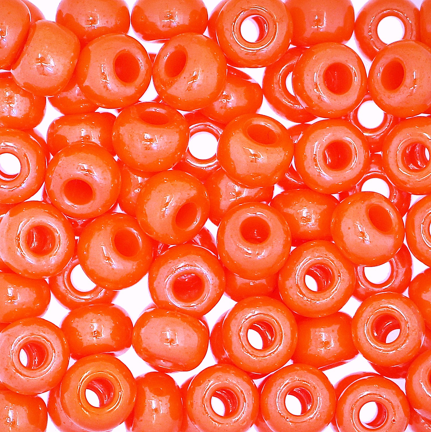 Conteria gigante in vetro, 8x5 mm., colore Arancione Fluo Perlato