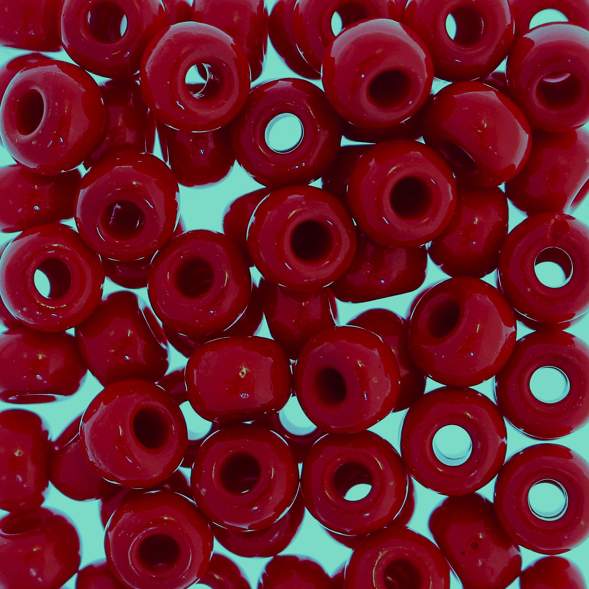 Conteria gigante in vetro, 8x5 mm., colore Rosso opaco