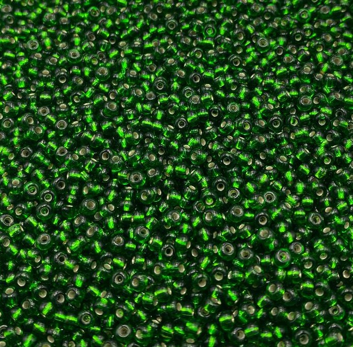 Conteria in vetro, 3,5x2,2mm., colore Trasparente con Verde smeraldo