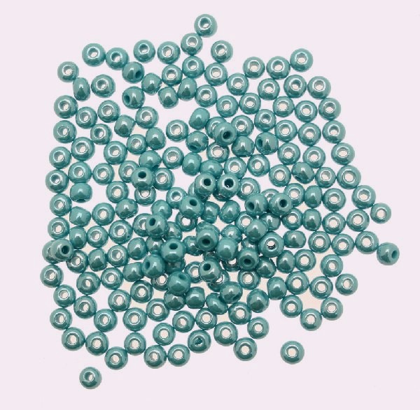 Conteria in vetro, dimensione 4,5x3mm., colore Acquamarina scuro perlato