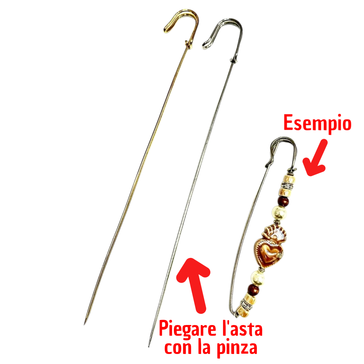 Spillone da balia pieghevole in metallo, lunghezza 180mm