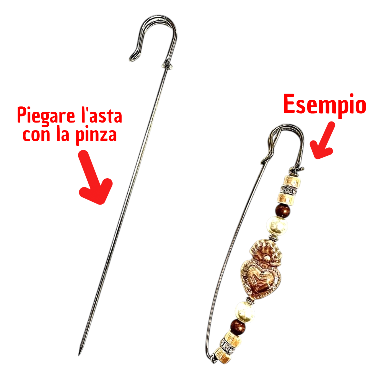 Spillone da balia pieghevole in metallo, lunghezza 140mm