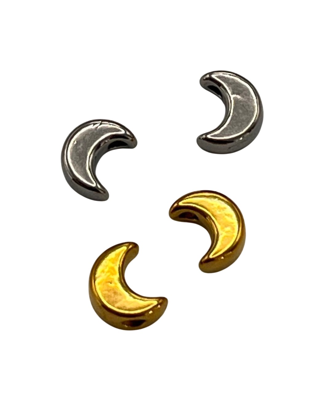 Distanziatore a forma di Luna liscio, arrotondato, 6x8mm foro laterale  1,3mm., in Acciaio