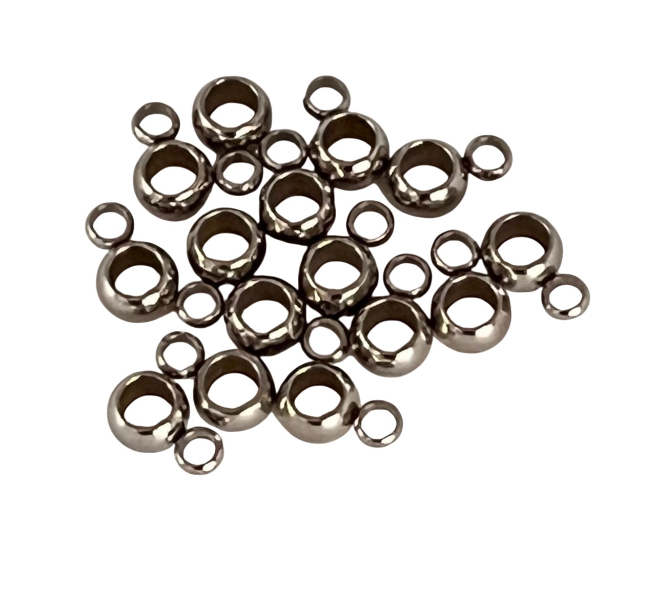 Distanziatore a forma di rondella sottile con anello, in Acciaio, 5X7mm.COLORE ACCIAIO
