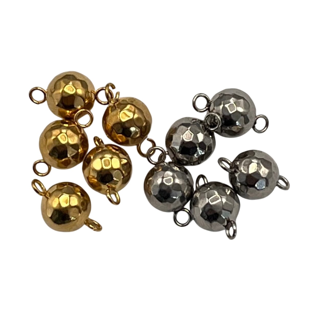 Elemento a forma di Pallina Sfaccettata, 8x13mm.a doppio anello aperto, in Acciaio,