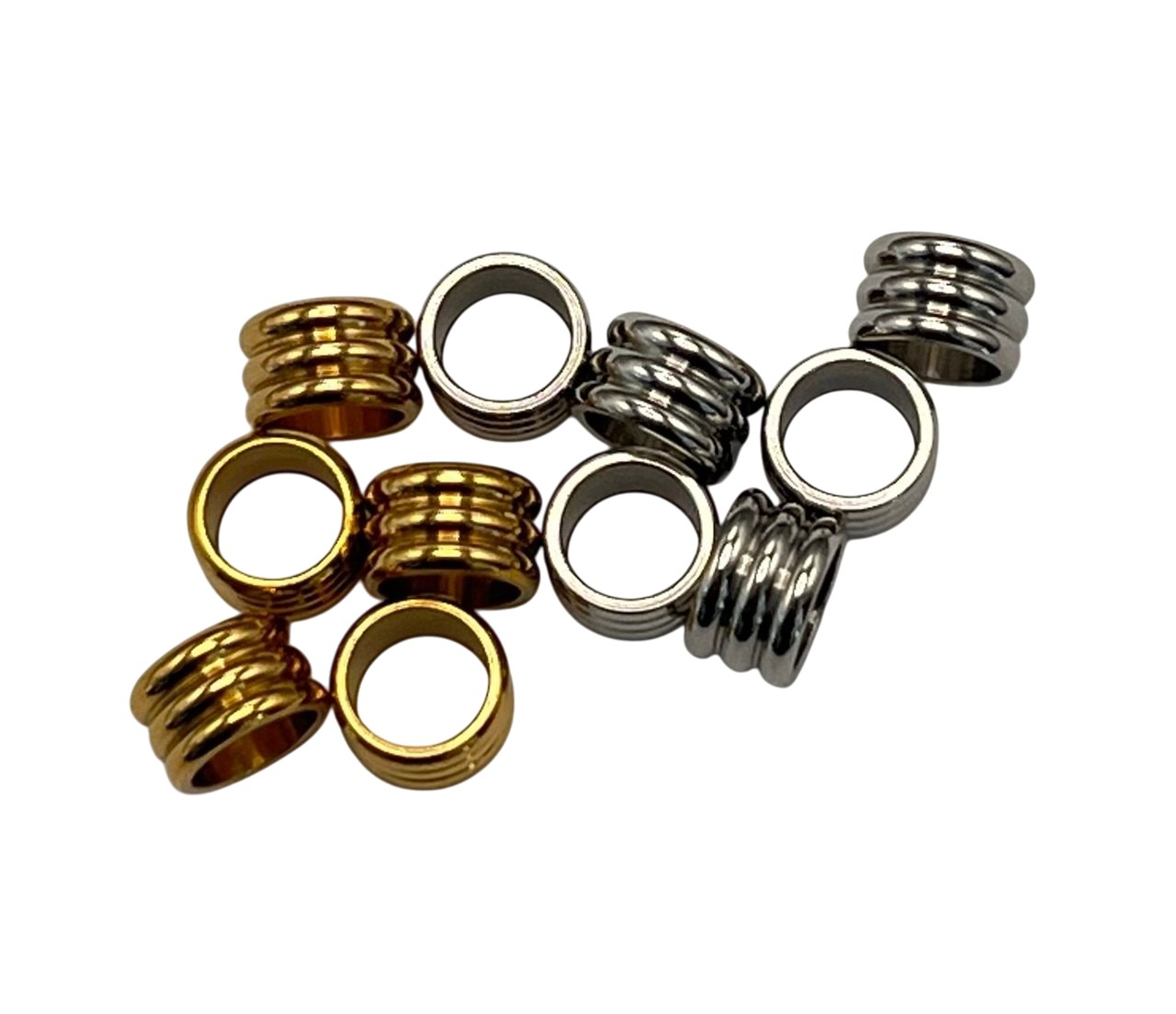 Distanziatore a forma tonda con 3 Rondelle unite 4,8x8 mm., in Acciaio