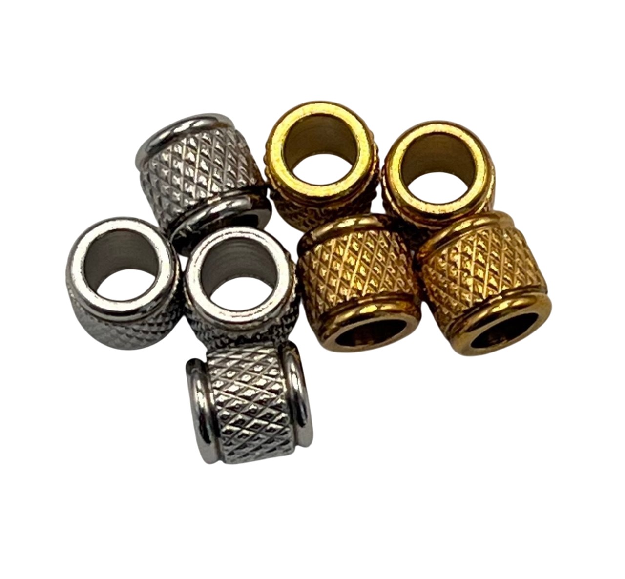 Distanziatore a Tubo con piccoli Rombi, 8x8 mm., in Acciaio