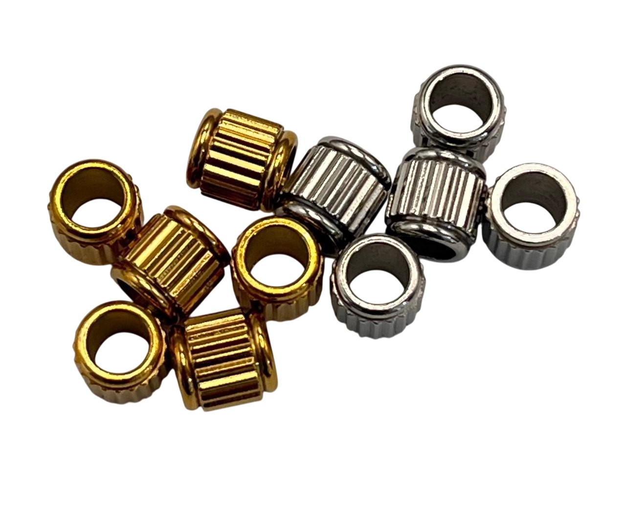 Distanziatore a Tubo rigato con bordo 7,6x7,6mm., in Acciaio
