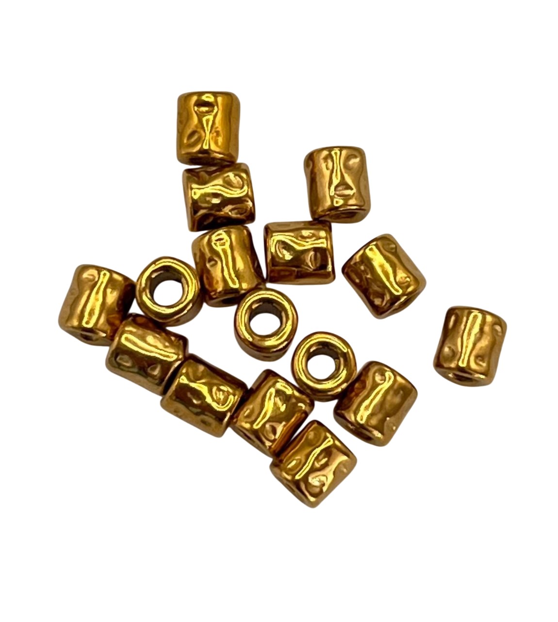 Distanziatore a Tubo Martellato 4x3.7mm in Acciaio colore ORO