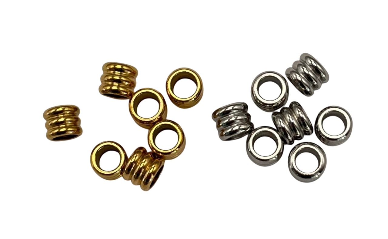 Distanziatore forma di Tubo con 3 anelli a rilievo misura 4x4,6mm