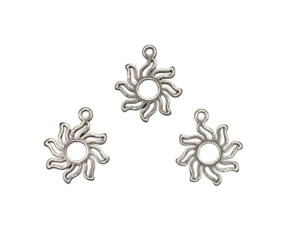 Ciondolo, in Acciaio, a forma di SOLE piatto, 10x12mm.